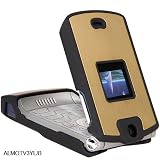 Motorola Razr V3 Gold Brushed Aluminum Rubberize Crystal Snap-on Case