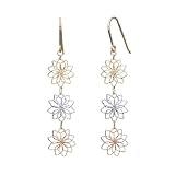 Sparkling Snowflake 18k Yellow, White & Rose Gold Dangle Earrings - by Dahlia Classic Jewelry Collection