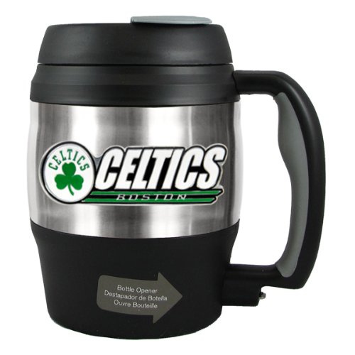 NBA Boston Celtics 52-Ounce Stainless Steel Macho Travel Mug with Bottle Opener