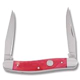 Chief Knives 122RD Muskrat Pocket Knife with Candy Apple Red Smooth Bone Handles