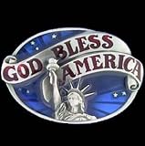 Pewter Belt Buckle - God Bless America - Pewter Belt Buckle