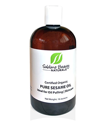 NEW! USDA Certified Organic SESAME OIL FOR OIL PULLING + Skincare. HUGE 16 oz. HOW-TO OIL-PULL GUIDE URL on Bottle. Holistic Practice. Whiter Teeth & Healthy Gums, Improved Wellness.