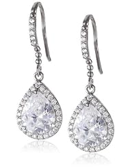 Nina Demetra Haloed Cubic Zirconia Teadrop Earrings