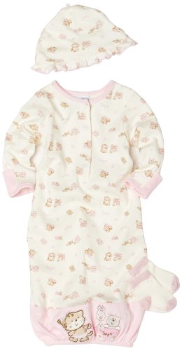 Vitamins Baby Baby Girls Newborn Kitty 3 Piece Girls Gown Set