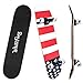 WhiteFang Skateboards for Beginners, Complete Skateboard 31 x 7.88, 7 Layer Canadian Maple Double Kick Concave Standard and Tricks Skateboards for Kids and Beginners (Great-US)