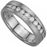 0.50 Ct. T.W. Round Brilliant Cut Diamonds, 14Kt. White Gold. Eight Stone Men's Diamond Band