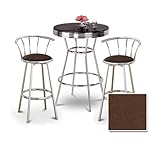 Chrome Bar Table & 2 Chrome 29" Embossed Light Floral Fabric Seat Barstools ....