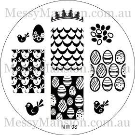 MESSY MANSION MM08 Nail Art Stamping Plate - Easter