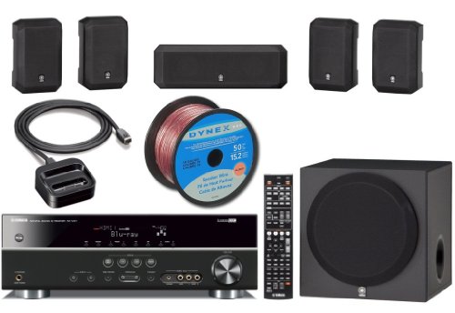 Yamaha Surround Realism 3D Ready Home Theater System with 5.1-channel 500 Watt AV Receiver + iPod & iPhone Dock + 4 Surround Satellite Speakers + 1 Center Channel Speaker + 1 Front Firing 100W Powered 8