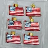 Kurt Adler Set of 6 American Flag Glass Ornaments C1557