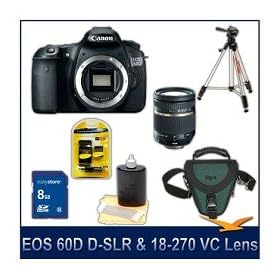 Canon EOS 60D 18 MP DSLR Camera w  Tamron 18-270mm f 3.5-6.3 DI II VC LD Aspherical Lens.... by Canon