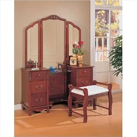 Winlock Vanity Set with Stool in Cherry
