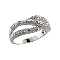 Sterling Silver Criss Cross Cubic Zirconia Line Ring
