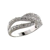  : Sterling Silver Criss Cross Cubic Zirconia Line Ring