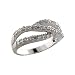 Sterling Silver Criss Cross Cubic Zirconia Line Ring