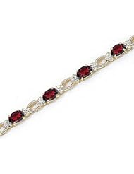 14kt Yellow Gold Oval Garnet and Diamond Bracelet