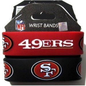 NFL San Francisco 49ers Football Silicone Rubber Wrist Bands Bracelets Set of 2