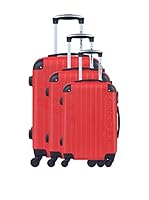 AMERICAN TRAVEL Set de 3 trolleys rígidos (Rojo)
