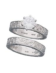 Ann Harrington Jewelry 14k White Gold 4mm Hand Engraved Ring Mounting