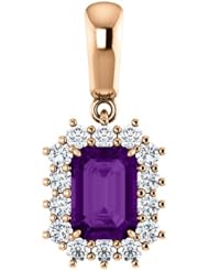 10K Rose Gold 7.00x5.00mm Emerald Cut Chatham Created Alexandrite and Diamond Pendant -- LIFETIME WARRANTY