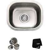 Kraus KBU17 15 inch Undermount Single Bowl 18 gauge Stainless Steel Kitchen Sink
