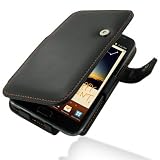 PDair Leather Case for Samsung Galaxy Note GT-N7000 - Book Type (Black/Orange Stitchings)