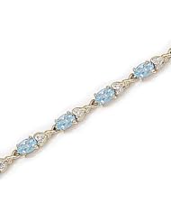 14kt Yellow Gold Oval Aquamarine and Diamond Bracelet