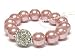 Faux Pearl Pink Bracelet Crystal Ball Bead Fashion Jewelry