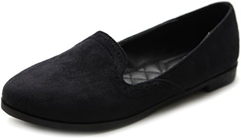 Ollio Women's Shoe Ballet Faux-Suede Cute Comfort Multi Color Flat(5.5 B(M) US, Black)