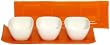 Tangerine Orange Layered Glass Tray 14"x4" with Porcelain Bowls 2.5"H
