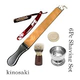 5 Piece Straight Razor Set with, Strop, Soap, Shaving Brush, Nickel Plated Mug #112
