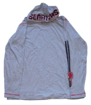Ottawa Senators Men's Long Sleeve Hoodie T-Shirt Reebok Gray (L)