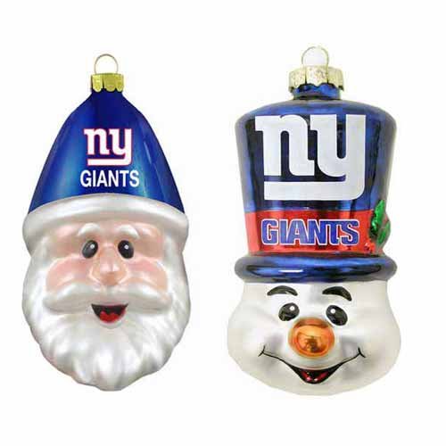 New York Giants Santa Cap and Top Hat Snowman Ornaments