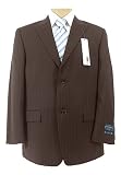 Material London Mens Single Breasted 2 Button Brown Pinstripe Wool Suit - Size 40R