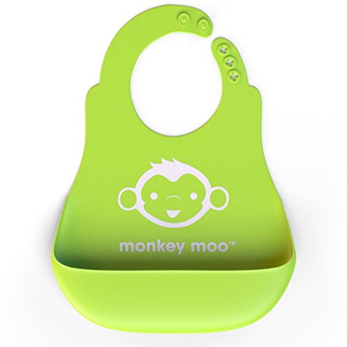 Monkey Moo Soft Silicone Wipe Clean Waterproof Baby Bibs - BPA Free - FDA Approved - Enhance Your Baby and Toddler Experience Today