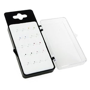 Lots de clous pour nez en argent sterling fait main CZ 1,8mm - Extrémité droite - Ensemble de 20 pièces dans un étui par KurtzyTM