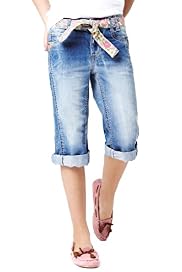 Denim Knee Shorts with Belt