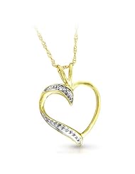 10K Yellow Gold 0.01cttw My Valentine Illusion Set Round Diamond Heart Pendant