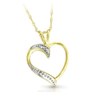 Süßer 9 Karat (375) Gold Herz Damen - Diamant Anhänger + Kette Prinzessschliff I-I1 - 18mm*13mm Kette 45 CM