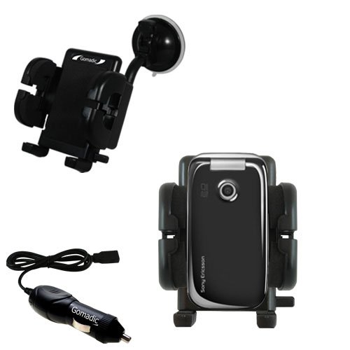Sony Ericsson z610i Flexible Auto Windshield Holder with Car Charger - Uses Gomadic TipExchange
