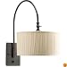 Progress Lighting P2849-84 1-Light Wall Bracket with Drum Shades in Cream Linen Fabric with Side Pleats and Adjustable Swing Arm, Espresso