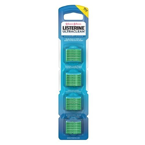 Listerine Ultraclean Access Flosser Refill Pack with 28 Disposable Heads, Mint-Flavored (6 Packs)