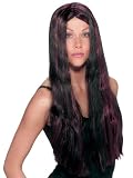 Witch Wig Striped Wig Black Burgundy