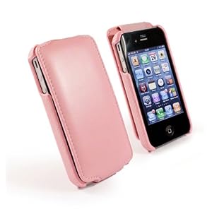 Tuff-Luv Tuff-Grip (antenna assist) slim-line leather case cover for Apple iPhone 4 / 4S - (pink)