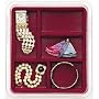Velvet Jewelry Tray - Stacking 5 Compartment (Burgundy) (1.5" H x 8.25" W x 9.25" D)