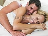 Wallmonkeys Peel and Stick Wall Decals - Couple Lying in Bed Laughing - 48