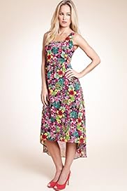 Floral Print Elliptical Hem Dress
