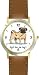 Pug Dog Cartoon or Comic - JP Animal - WATCHBUDDY&reg; DELUXE TWO-TONE THEME WATCH - Arabic Numbers - Brown Leather Strap-Size-Children's Size-Small ( Boy's Size & Girl's Size )