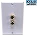 GLS Audio 2 Post Binding Banana Plug Wall Plate White (2 Posts for 1 Speaker)