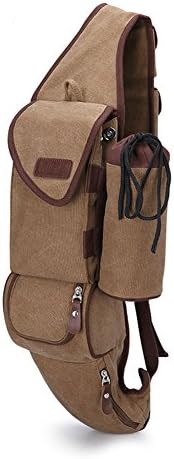 Catmacas Men's Military Shoulder Cotton Canvas Travel Hiking Rucksack Brown